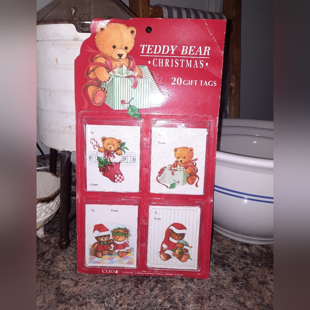 Vintage Cleo Teddy Bear Christmas Tags